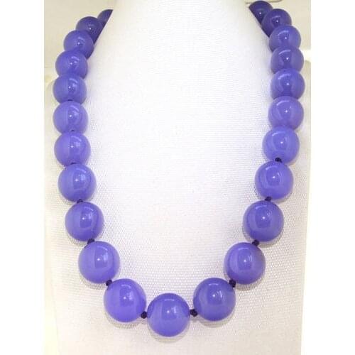 Beautiful Huge 14mm Natural Lavender Jade Round Beads Gemstone Necklace 18" AAA