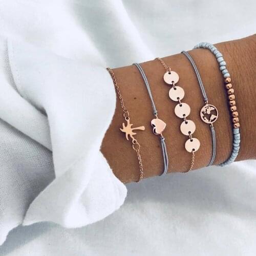 2020 Hot Sales Bracelets Bracelet Western Style Braided Bracelet Bead Heart Coconut Bracelets Five Pieces Set