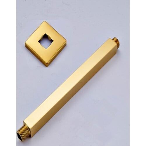 Shower Arm Wall Mounted Ceiling Mount Gold/Chrome Shower Holder Brass Square Shower Head Pipe Faucet Spare Parts