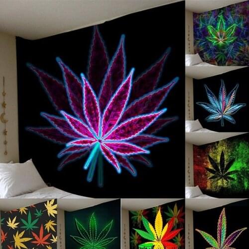 3D printing hemp leaf wall hanging bedroom tapestry background Gossip Tapestries Hippie Wall Rugs Dorm Decor Blanket 95*73cm
