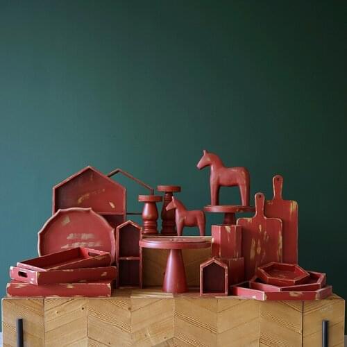 SWEETGO Vintage red cake stand cupcake trays Christmas home decoration storage racks dessert table party supplier Chinese style