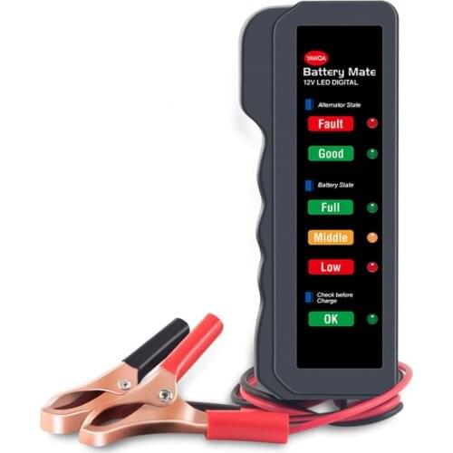 Mini Portable 12V Car Battery Tester Alternator Tester 6 LED Lights Indication