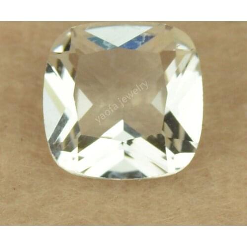 Sale 4x4~12x12mm Transparent White Color Glass Beads Lab Created Gems Square Cushion Shape Princess Cut Loose Glass Stone