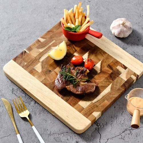 Kitchen cutting board geometric square acacia wood splicing cutting board Oak cheese board