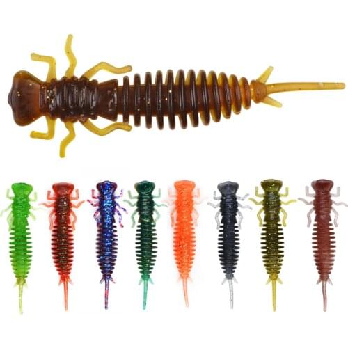 FISH KING Larva Soft Lures 50mm 76mm 89mm Artificial Lures Fishing Worm Silicone Bass Pike Minnow Swimbait Jigging Plastic Baits