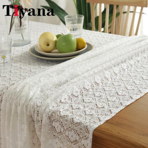 White Lace Table Cloth Cover Towel Retro Restaurant Cafe Cotton Table Runner Chair Desk Cover Wedding Decoration JK320Y