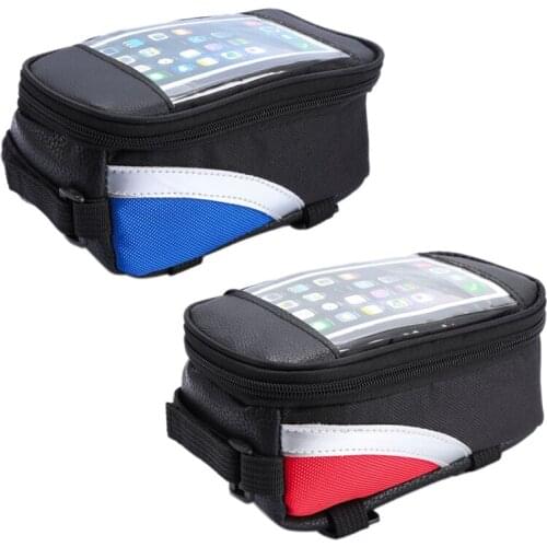 Bike Front Frame Bag Waterproof Bicycle Top Tube Phone Mount Pack for Mobile Phone MTB Road Bike Black