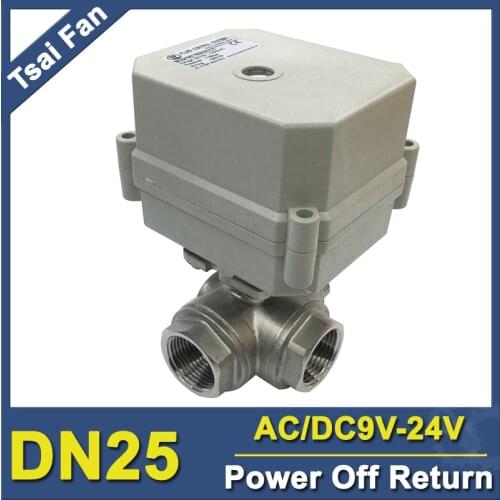 Power Off Return 10NM Actuator With 3 Way T/L Port 1" AC/DC9-24V NPT/BSP DN25SS304 power off return type