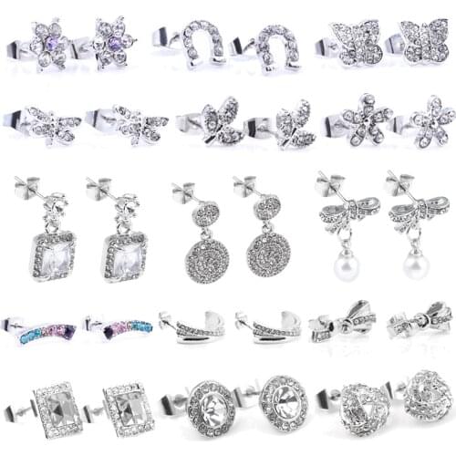 High Quality Sparkling Geometric Patterns Stud Earring For Women Girls Silver Plated Fashion Earring Luxury Brand Exquisite Gift