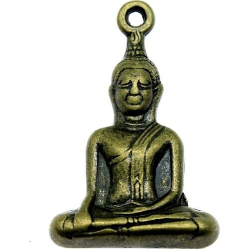WYSIWYG 2pcs 35x23mm 3 Colors Antique Gold Antique Silver Color Antique Bronze Buddha Pendant Buddha Statue Charm