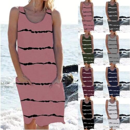 Dress Women Summer 2021 New Female Easy Leisure Pocket Stripe Casual Mini Dresses Casual Vestidos BYT2122