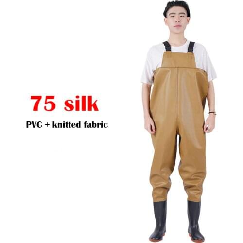 Winter fishing waders boots Outdoor fishing suit 75 silk Thick material Waterproof fishing pants Wading rubber boots for men
