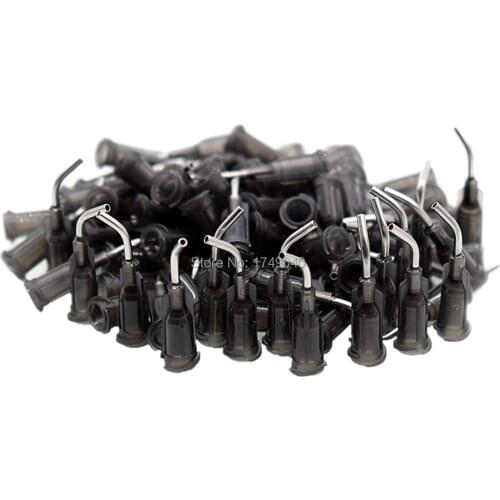 100 Piece 16G Bent Dispensing Needle Tips Glue Sealants 45 Degree Bent Tapered Needle Glue Adhesive Dispenser Needles Blunt Tips