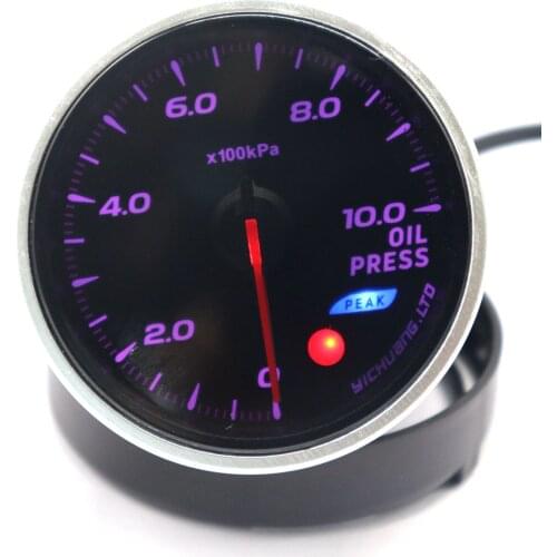 12V Car Racing Oil Meter 64-color Backlight Adjustable 10Bar Oil Pressure Gauge with Mechanical Pressure Sensor