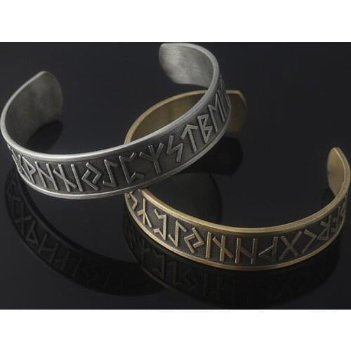 2020 Norse Viking 24 Amulet Runes Cuff Bracelet Magnetic Therapy Cuff Bangle Bracelets for Men Jewelry Accessories