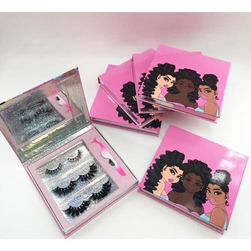 New Style Makeup 3 Pairs Lashes With Eyelash Book And Tweezers Suitable For 25mm Mink Eyelashes