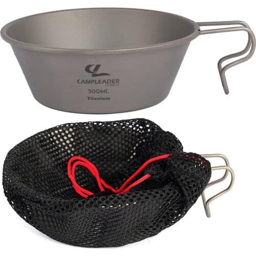 300ml Camping Titanium Bowl Tableware Mutiuseful Outdoor Folding Handle Titanium Plate Dish Bowl Cup Cookware For Camping Hiking