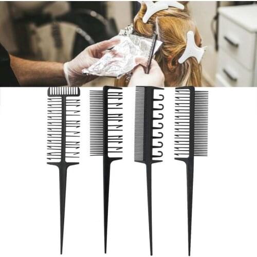 4pcs/set Hair Coloring Comb Set Professional Hairdresser Comb Set Hair Coloring Dying Highlight Salon Barber Tool Hair Comb