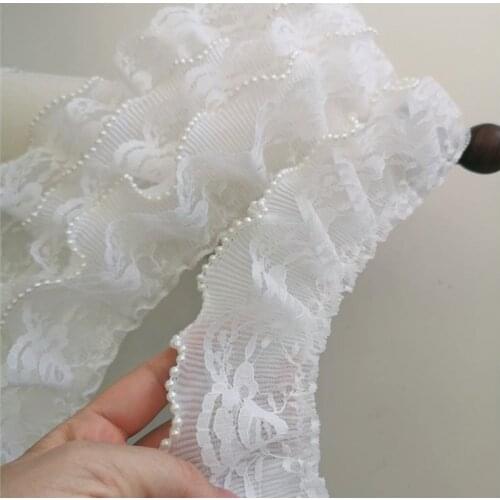 6cm Double Lace Pleated Fake Collar with Beaded Cuff Skirt Doll Clothes Lace Accessories