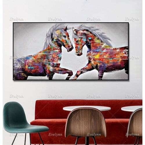 Abstract Canvas Painting Colorful Animal Wall Art Horse Graffiti Oil Painting Wall Poster Pictures Print Living Room Home Decor