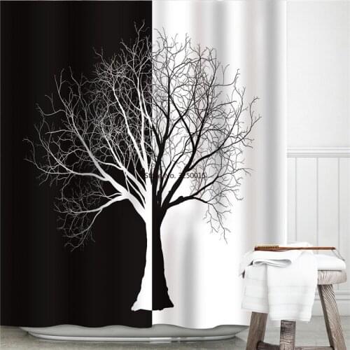 Nordic Home Decorative Curtains For Bathroom Waterproof Polyester 3D Shower Curtains Black And White Bath Anti Peeping Curtains