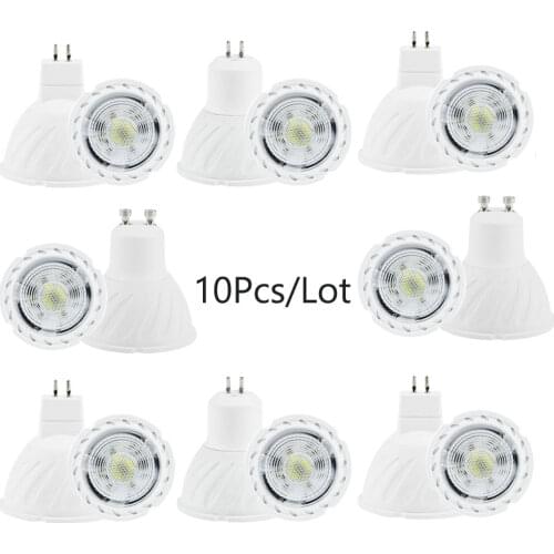 10Pcs/Lot Dimmable GU10 COB Spot Light GU5.3 MR16 7W LED Bombillas Bulbs Lamps 220V 230V 240V Aluminum Ampoule Lampara Spotlight
