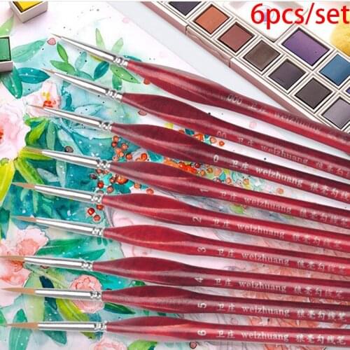 6Pcs/Set Paint By Numbers Brushes Extra Fine Detail Paint Brushes Artist Miniature Model Maker Tool Set For Oil Painting Gouache
