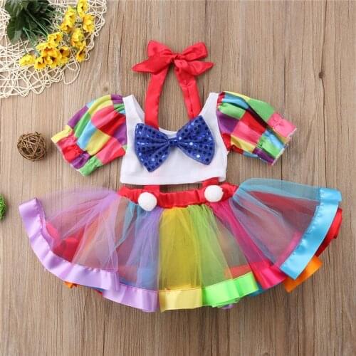 2019 Baby Girl Summer clothing set Toddler Kids Circus Party Birthday Dress And Crop Tops Outfits Girl Halloween Clothes 2-6Y