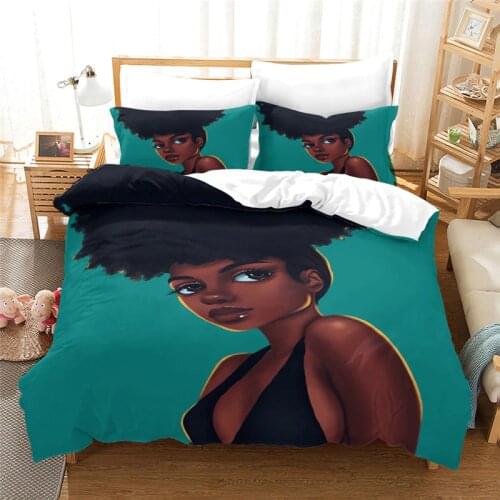 3D African girl printing duvet cover with pillowcases luxury bedding set Comforter set bed set Twin Full Queen King size