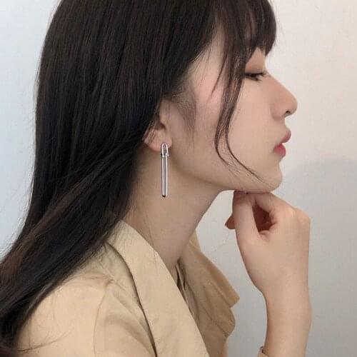 Korea Cuba Bright Gold Color Exaggerated Metal Chain Drop Earrings 2021 Trend Punk Chain Earrings Vintage Jewelry