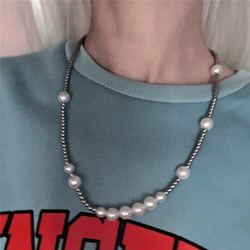 Liemjee Fashion Jewelry Personality Hip-Hop Star Same Style Pearls Necklace For Women Feature Namour Charm Gift All Seasons