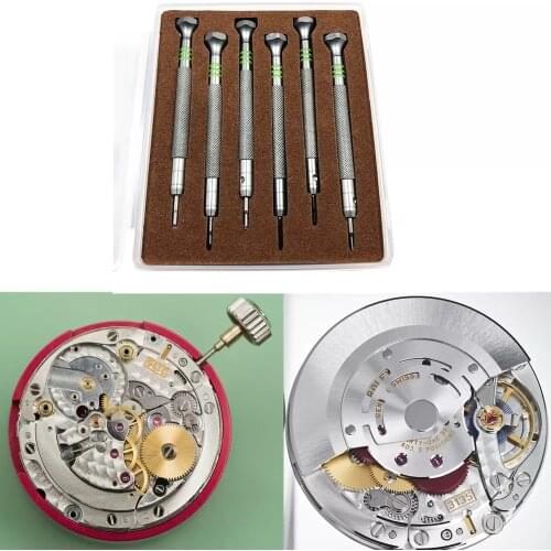6pcs Precision Steel Screwdrivers Kit Watchmaker Repair Screwdriver Hand Tools for Rolex 3135 2135 Watch Movement