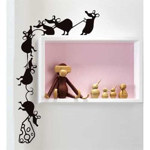 Stickers Design Wallpaper Funny Climbing Cheese Mice PVC Wall House Decoration