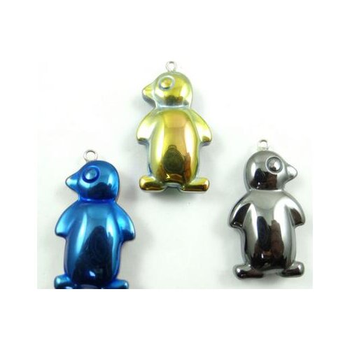 Natural Quartz crystal Titanium Hematite hand-Carved penguin head Gem pendant for diy jewelry making necklace Accessories3pcs