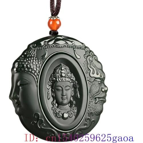 Hetian Jade Guanyin Pendant Carved Charm Men Necklace Amulet Gifts Fashion Chinese Jadeite Jewelry Natural Women
