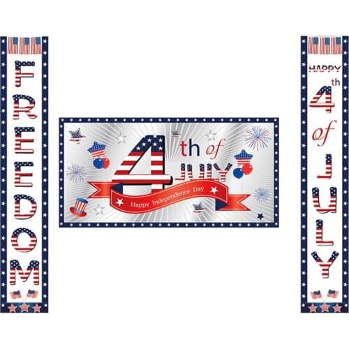 New Couplet American Independence Day Curtain Banners Courtyards Easy To Hang Indoor Home Decoration July 4th With Safety Rope