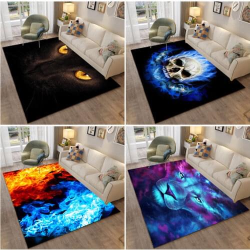 Flame Skull Carpet Fashion Trend Living Room Rug Door Mat Bedroom Non-Slip Carpets