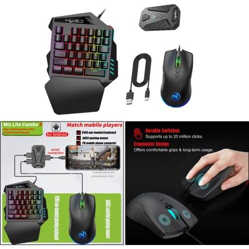 Plastic Compact Keyboard with Mouse 35 Keys USB2.0 Wired LED Backlit Faster Movment Fitment Parts for Gaming Boys Men