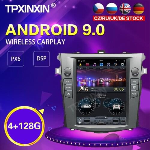 PX6 Android 9.0 4+128G Tesla Style Car Radio For Toyota Corolla 2007-2013 GPS Navigation Stereo Recoder Head Unit DSP Carplay