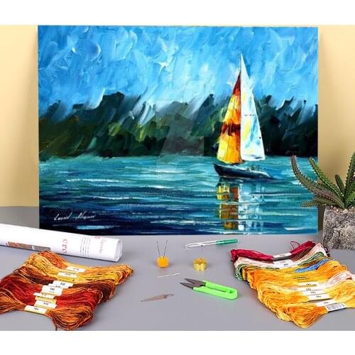 Oil Style Lulla Printed Water-Soluble Canvas 11CT Cross Stitch Kit Embroidery DMC Threads Handiwork Hobby Wholesale