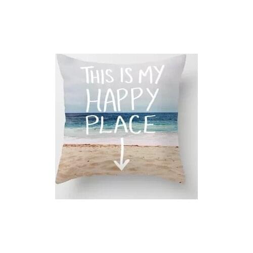Luxury Printing Morimo Free Shipping Funny This is My Happy Place Beach Stylish Custom Zippered Square Pillow Cover Pillow cases