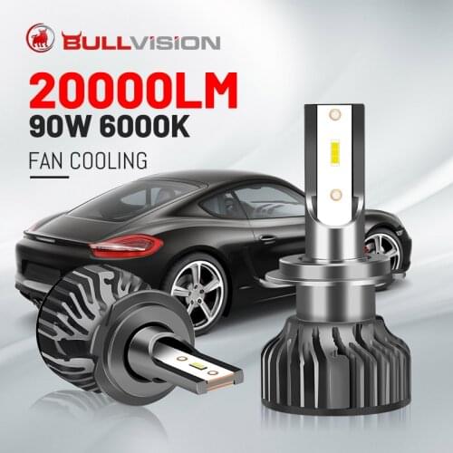 Bullvision H1 LED Headlights 20000LM H7 H4 H11 H8 H9 9005 9006 HB3 HB4 6000K White CSP 1860 Chips Cut-off High Power Car Lights