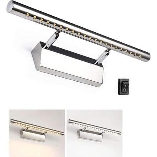 3W 5W 7W LED Wall Light Stainless Steel Mirror Dressing Table Lights with Switch for Bedroom Bedside Bathroom Wall Lamp Fixtures