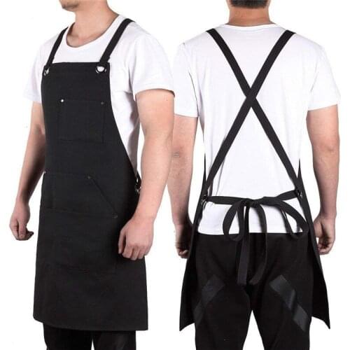 Canvas Work Apron with Tool Pockets Cross-Back Straps & Adjustable Apron Heavy Duty Apron With Pockets For Men and Women