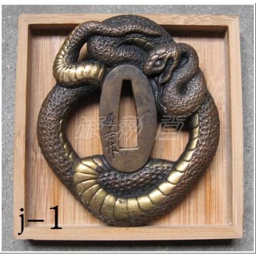 Japanese Samurai Sword Fittings katana Tsuba Handguard Sword Copper Accessories W/Snake
