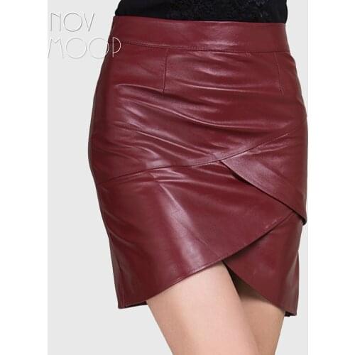 2017 New spring red black genuine leather skirts mini mermaid skirt faldas jupe saia etek 100% sheepskin bottom free ship LT1202