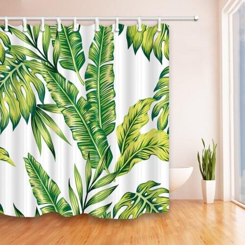 Tropical rain forest banana leaves flower - style shower curtain digital printing waterproof anti - mildew polyester shower curt