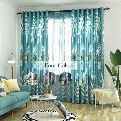 High Shading Blackout Curtains for Living Room Kitchen Banana Leaves Plants Pattern Shading Blinds Window Drapes GYC2420