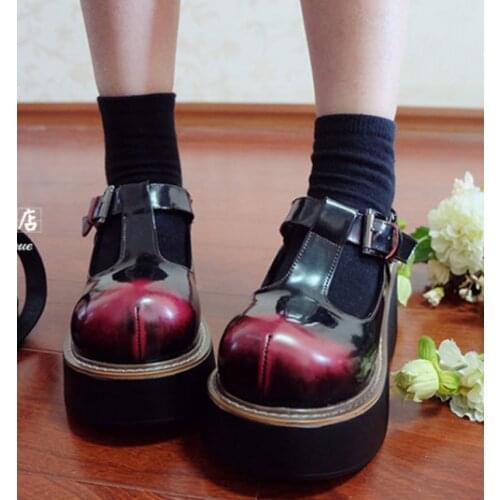 Womens Lolita T-Strappy Round Toe Platfrom Gothic Punk Pumps Shoes Creepers Japanese Harajuku New B168