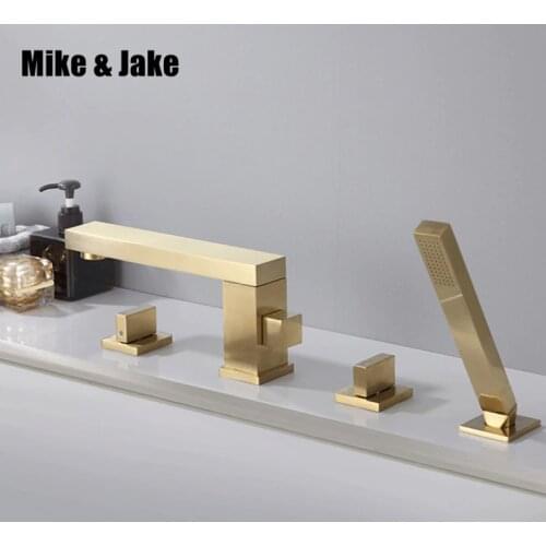 Brush gold Bath Shower Bathtub Mount Shower set Mixer Valve 2 Function Bathtub Filler Mixer Taps Hot & Cold Bathroom Shower